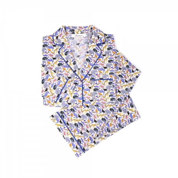 Pyjama chemise en tissu liberty, animaux zoo, pour femme. Maison Dormans