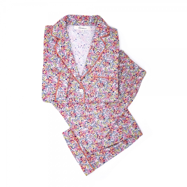 Pyjama chemise en tissu liberty, floral, pour femme. Maison Dormans