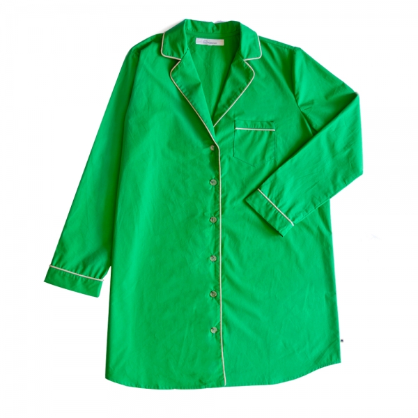 chemise de nuit manches longues forme chemise Maison Dormans - POPELINE DE COTON UPCYCLING LVMH