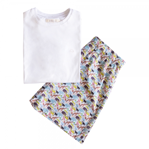 Pyjamas pour homme tee-shirt et short Maison Dormans en tissu liberty