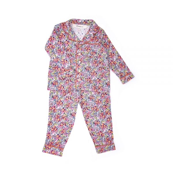 Pyjama long et chaud à motifs liberty pour femme en sergé 100% coton