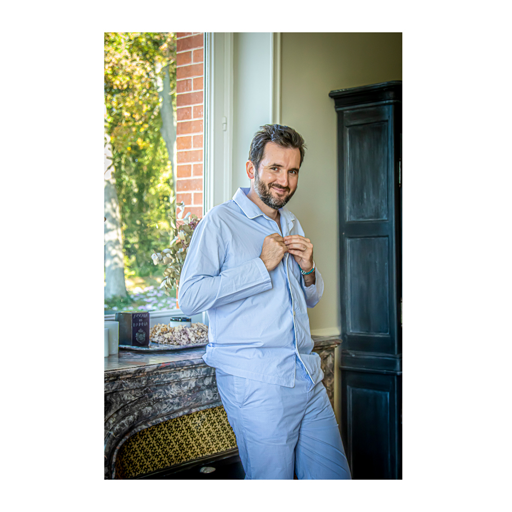 Pyjama Pollux pour homme classique en popeline de coton bleu ciel